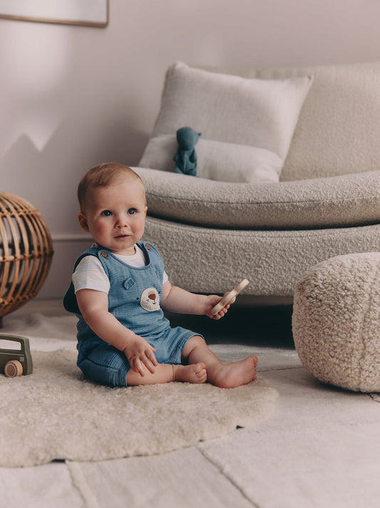 Blue Bear Woven Dungarees and Bodysuit Baby Set (0mths-2yrs)