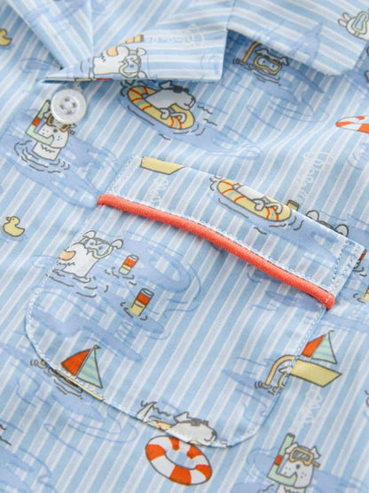 Blue Cath Kidson Single Button Through Short Pyjamas