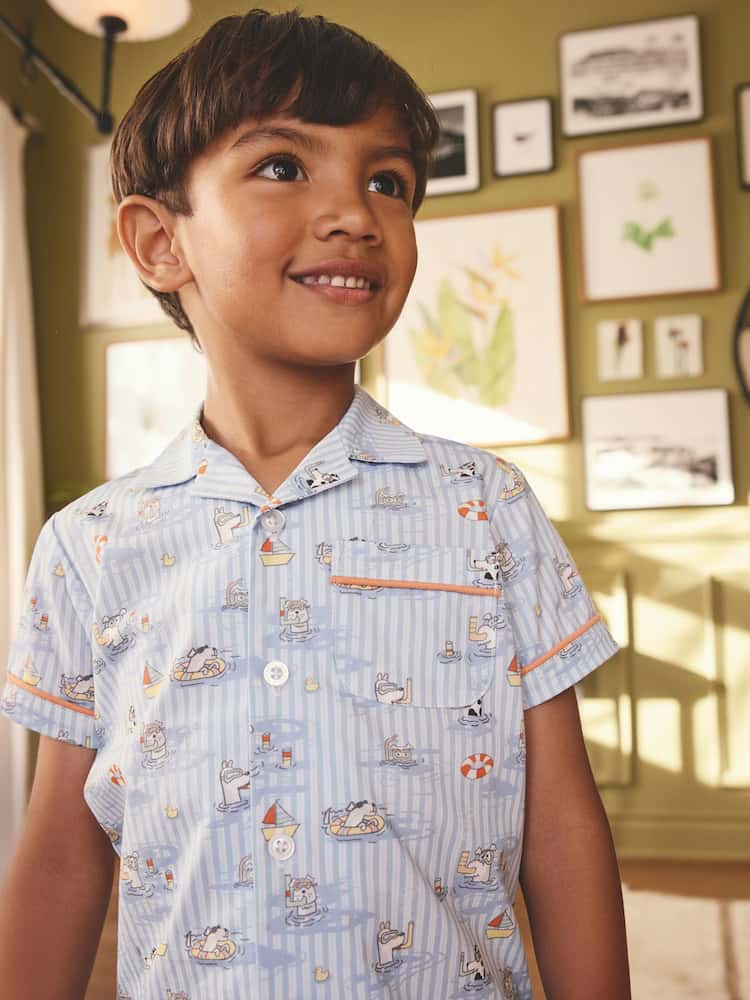 Blue Cath Kidson Single Button Through Short Pyjamas