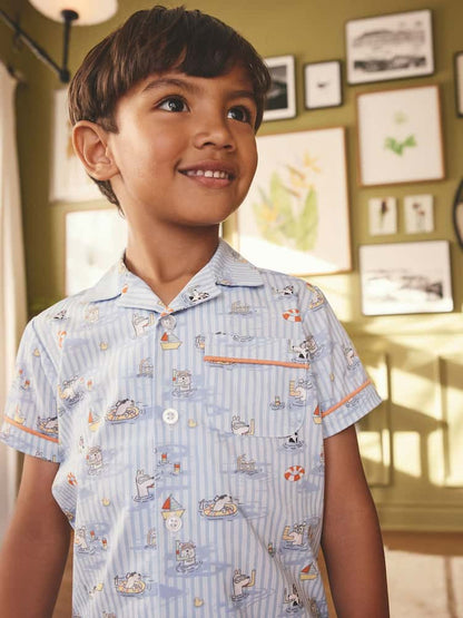 Blue Cath Kidson Single Button Through Short Pyjamas