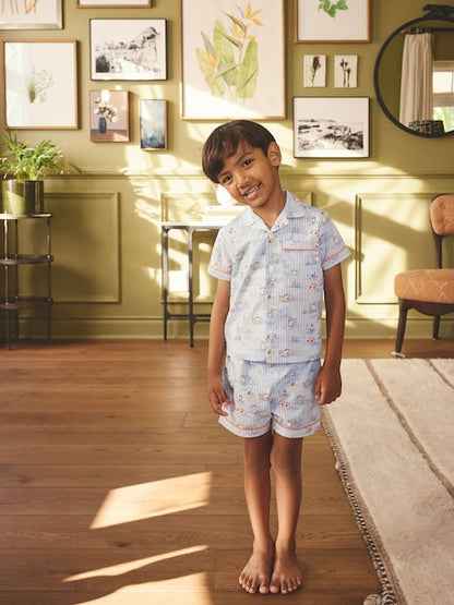 Blue Cath Kidson Single Button Through Short Pyjamas