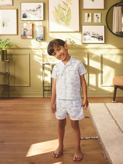 Blue Cath Kidson Single Button Through Short Pyjamas
