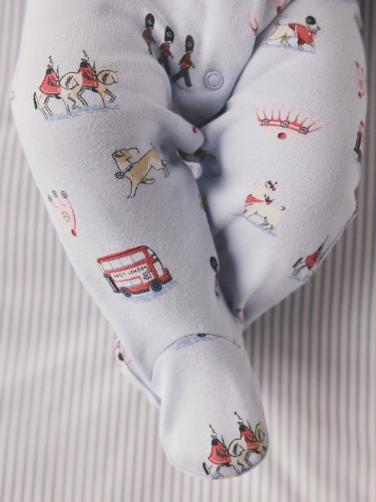 Blue Cath Kidston London Baby Sleepsuit