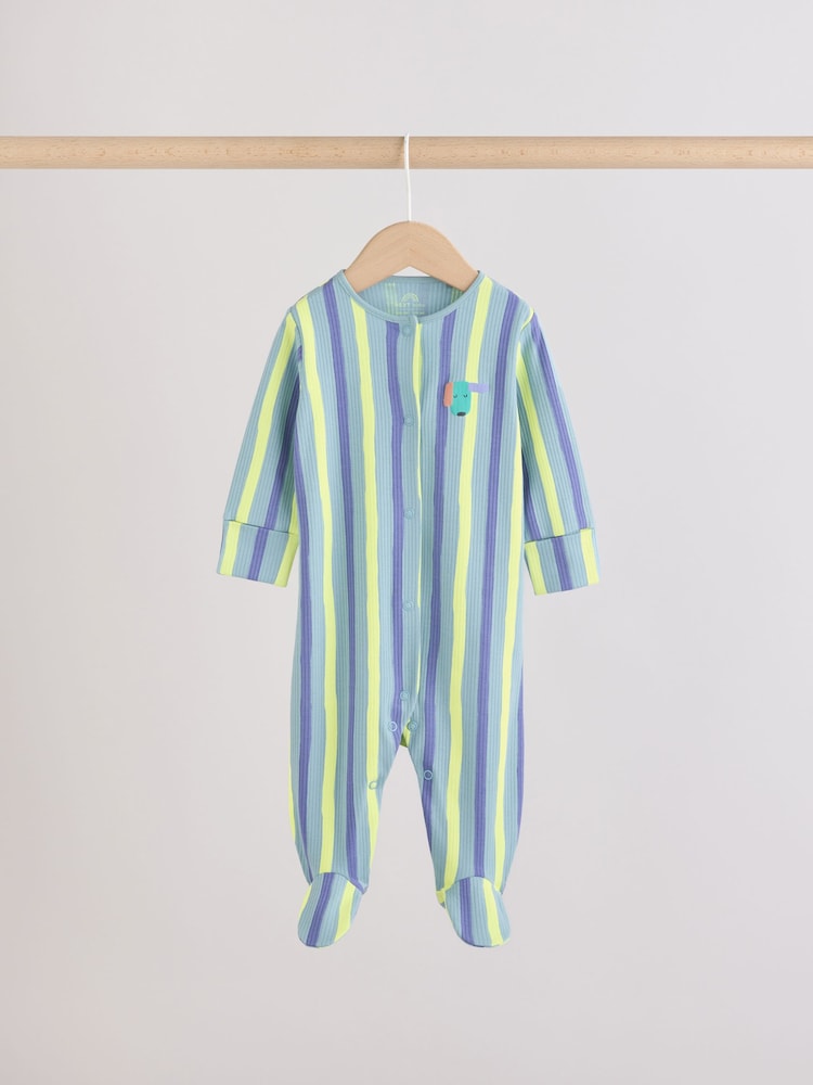 Blue Dog Two Way Zip Baby Sleepsuits 3 Pack (0mths-2yrs)