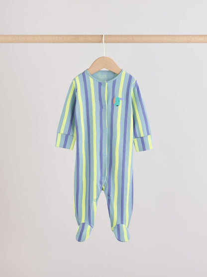 Blue Dog Two Way Zip Baby Sleepsuits 3 Pack (0mths-2yrs)