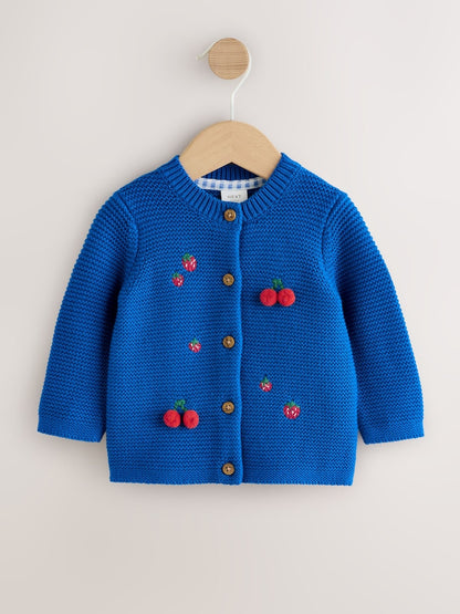 Blue Embroidered Cherry Cardigan (0mths-2yrs)