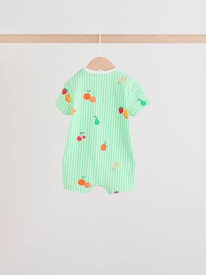Blue Fruit Print Jersey Baby Rompers 3 Pack Immediate
