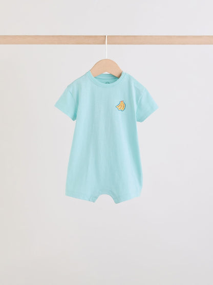 Blue Fruit Print Jersey Baby Rompers 3 Pack Immediate