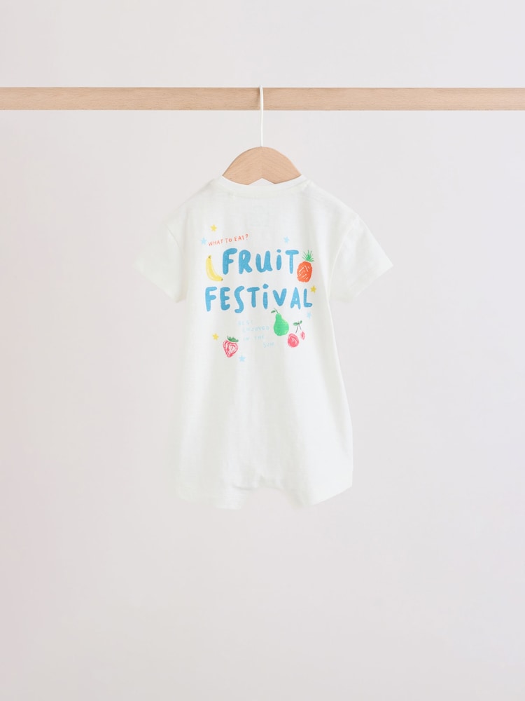 Blue Fruit Print Jersey Baby Rompers 3 Pack Immediate