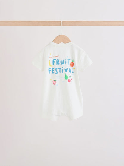 Blue Fruit Print Jersey Baby Rompers 3 Pack Immediate