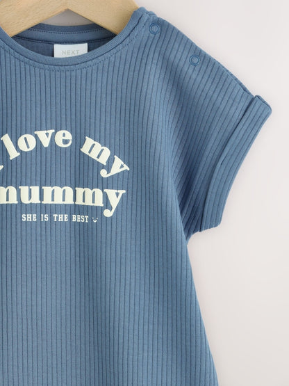 Blue I Love My Mummy Jersey Baby Romper Immediate