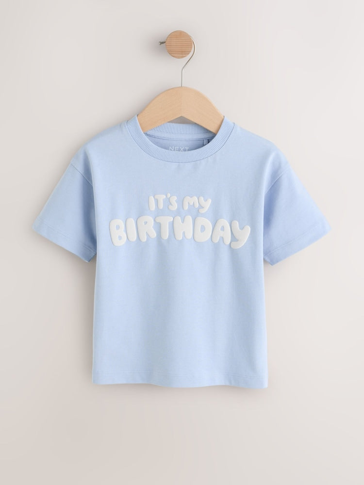 Blue It's My Birthday Short Sleeve Graphic T-Shirt Immediate