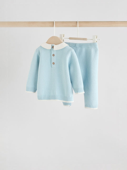 Blue Knitted Jumper and Leggings Baby Set (0mths-2yrs)