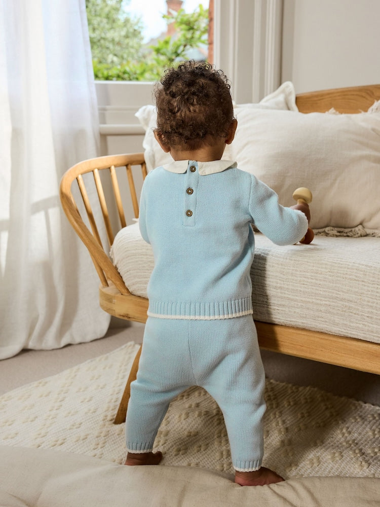 Blue Knitted Jumper and Leggings Baby Set (0mths-2yrs)