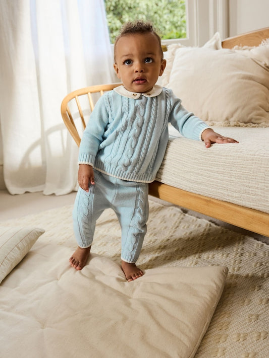 Blue Knitted Jumper and Leggings Baby Set (0mths-2yrs)