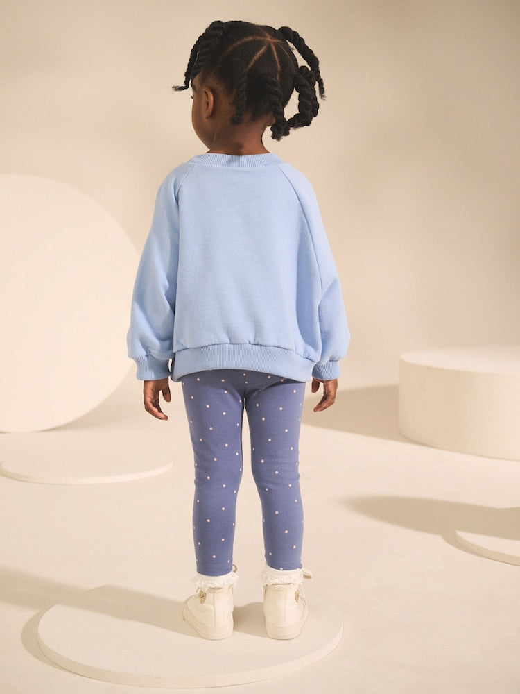 Blue Ladybird Knee Embellished Leggings (3mths-7yrs)
