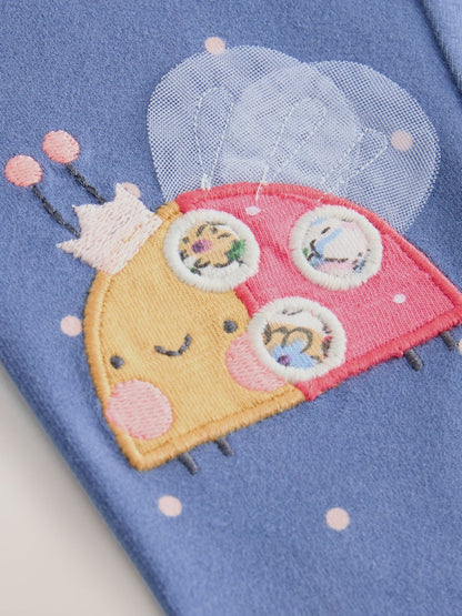 Blue Ladybird Knee Embellished Leggings (3mths-7yrs)