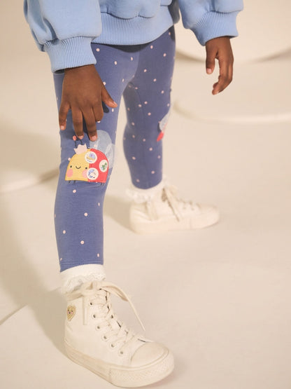Blue Ladybird Knee Embellished Leggings (3mths-7yrs)