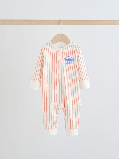 Blue Nautical Two Way Zip Baby Sleepsuits 3 Pack (0mths-3yrs)