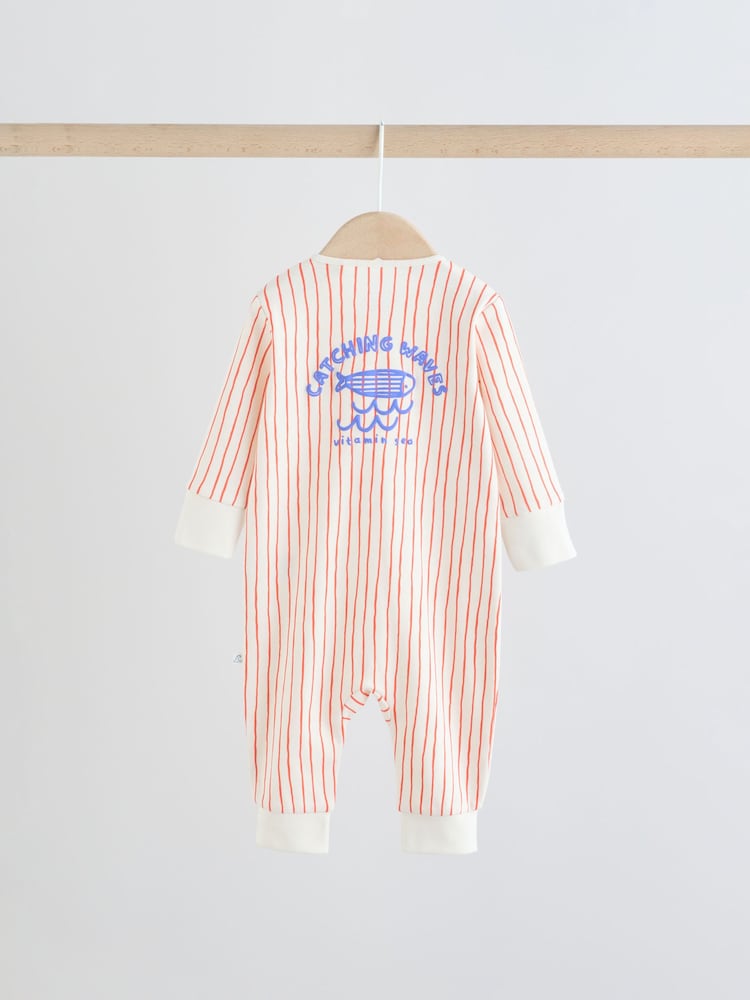 Blue Nautical Two Way Zip Baby Sleepsuits 3 Pack (0mths-3yrs)