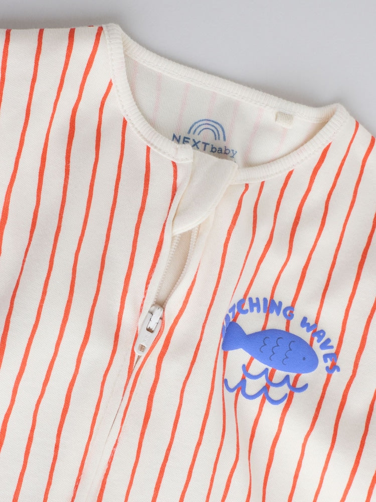 Blue Nautical Two Way Zip Baby Sleepsuits 3 Pack (0mths-3yrs)