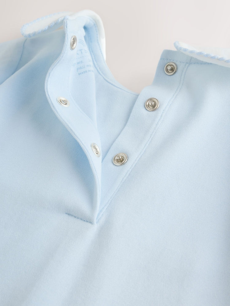 Blue Occasion Collared Baby Sleepsuit (0-2yrs)