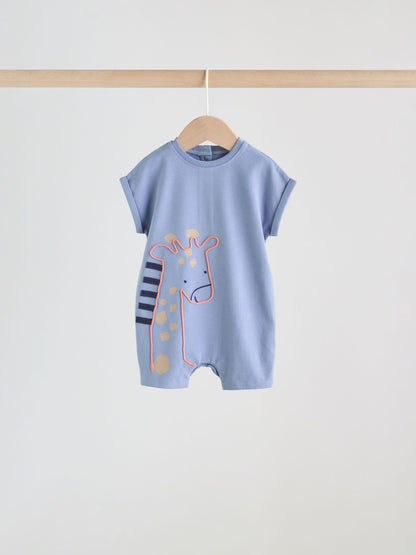 Blue Safari Jersey Baby Rompers 3 Pack Immediate
