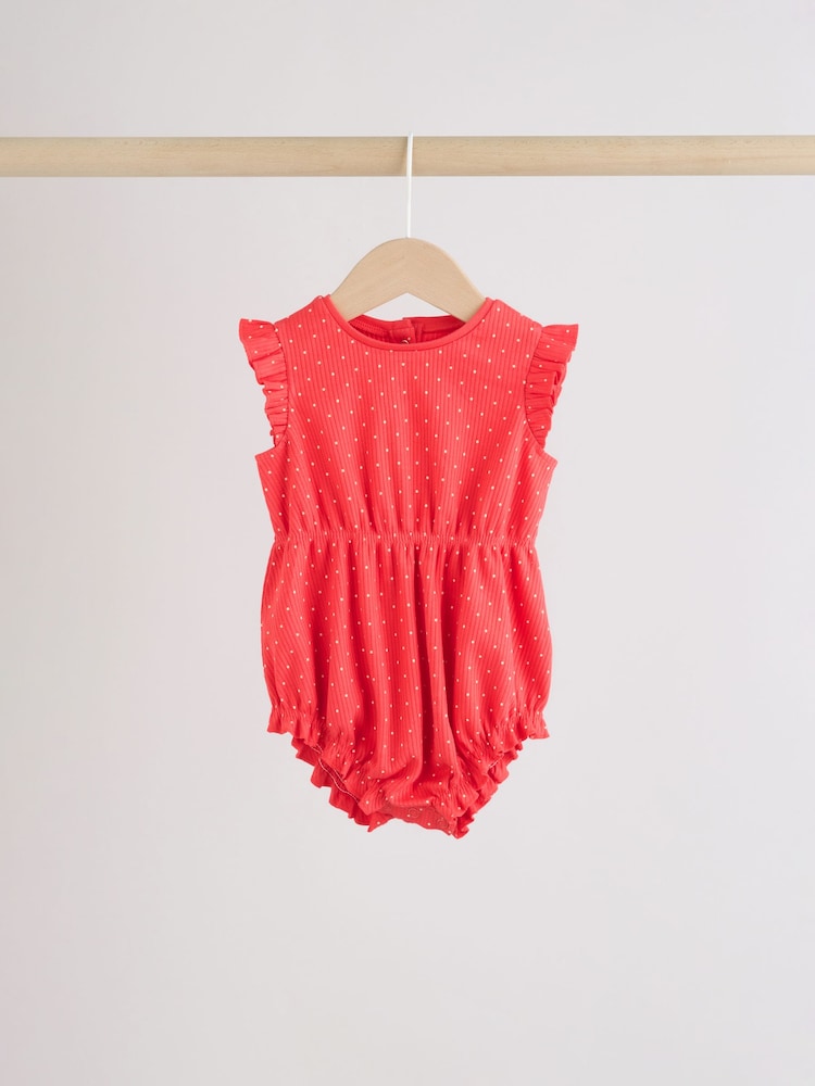 Blue Strawberry Frill Shoulder Baby Rompers 4 Pack Immediate