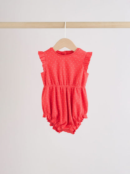 Blue Strawberry Frill Shoulder Baby Rompers 4 Pack Immediate