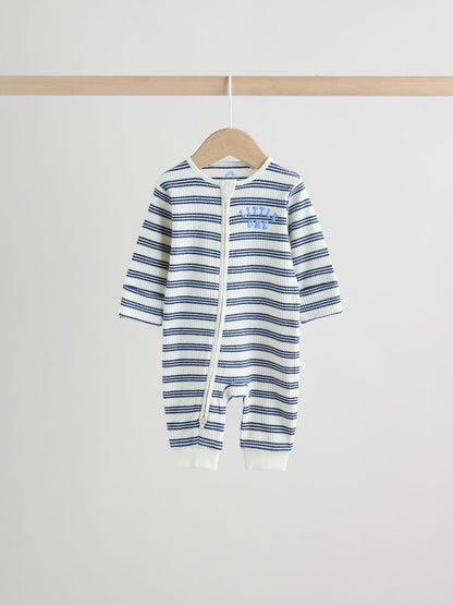 Blue Stripe Milk Club Two Way Zip Baby Sleepsuits 3 Pack (0mths-3yrs)