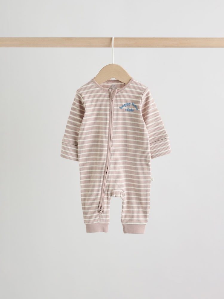 Blue Stripe Milk Club Two Way Zip Baby Sleepsuits 3 Pack (0mths-3yrs)