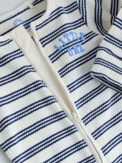 Blue Stripe Milk Club Two Way Zip Baby Sleepsuits 3 Pack (0mths-3yrs)