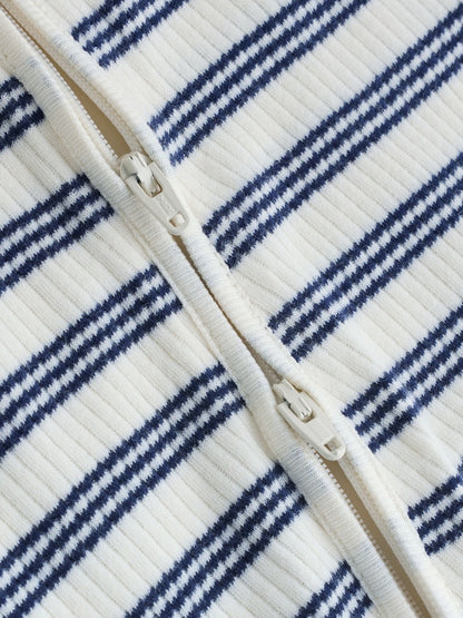 Blue Stripe Milk Club Two Way Zip Baby Sleepsuits 3 Pack (0mths-3yrs)