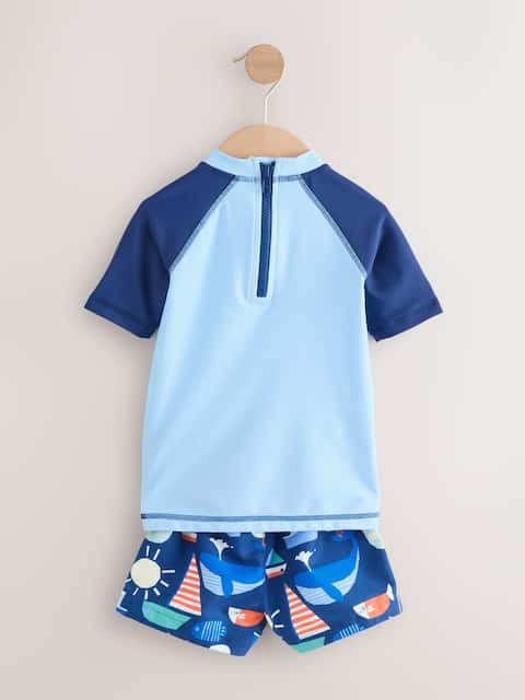 Blue Sunsafe Rash Vest and Swim Shorts Set Immediate