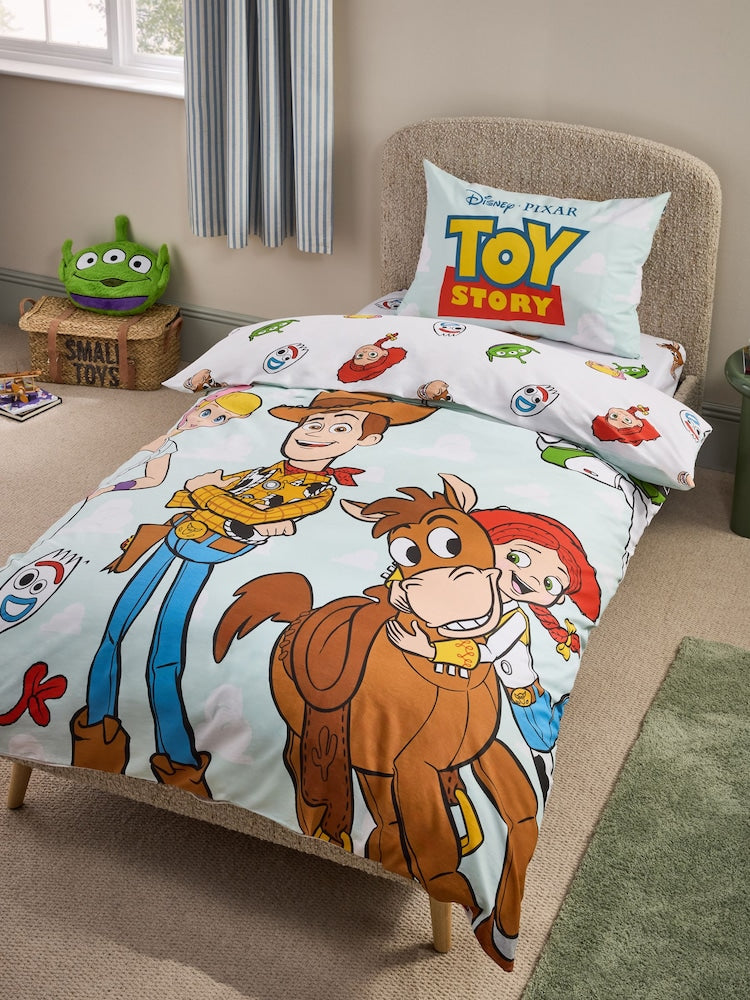 Blue Toy Story Cotton Duvet Cover and Pillowcase Set
