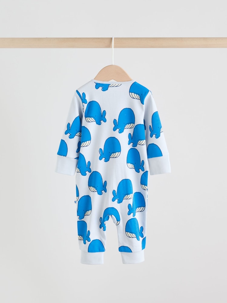 Blue Whale Two Way Zip Baby Sleepsuits 3 Pack (0mths-3yrs)
