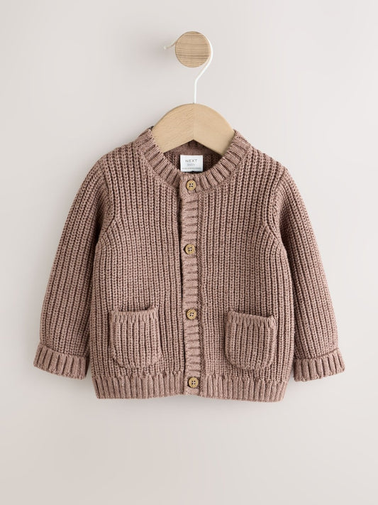Brown Baby Bear Knitted Embroidered Baby Cardigan