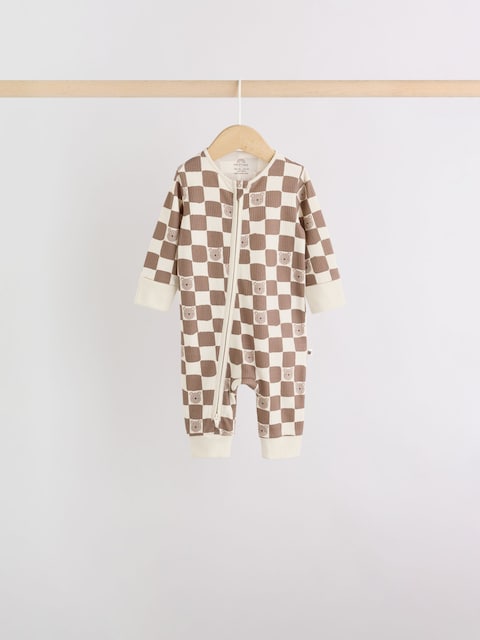 Brown Bear Two Way Zip Baby Sleepsuits 4 Pack Immediate