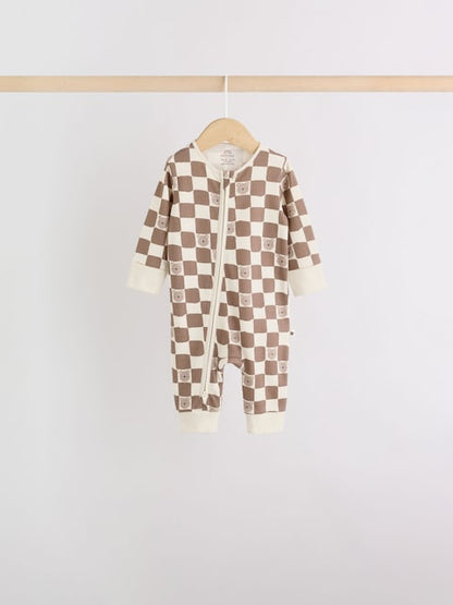 Brown Bear Two Way Zip Baby Sleepsuits 4 Pack Immediate