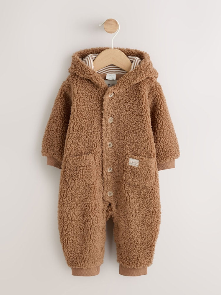 Brown Borg Hooded Baby Pramsuit Immediate