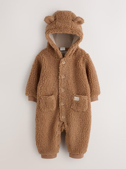 Brown Borg Hooded Baby Pramsuit Immediate