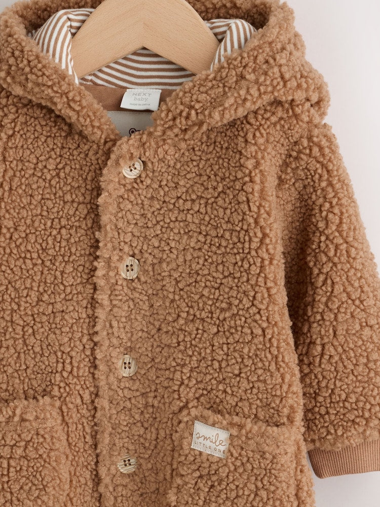 Brown Borg Hooded Baby Pramsuit Immediate
