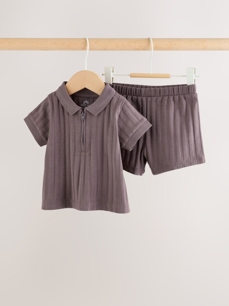 Brown Polo Top and Shorts Baby Set Immediate
