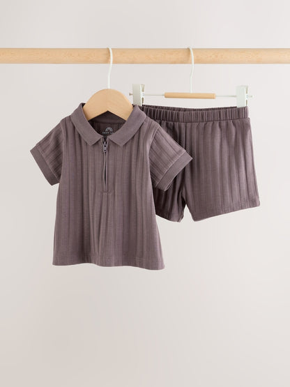 Brown Polo Top and Shorts Baby Set Immediate
