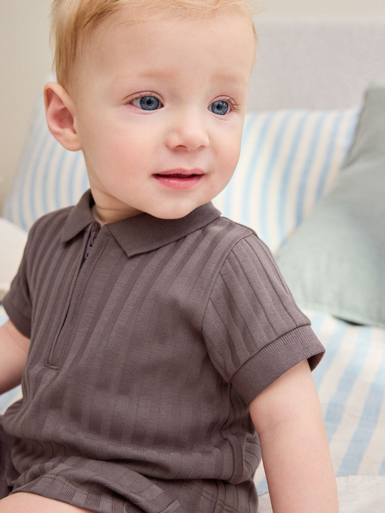 Brown Polo Top and Shorts Baby Set Immediate
