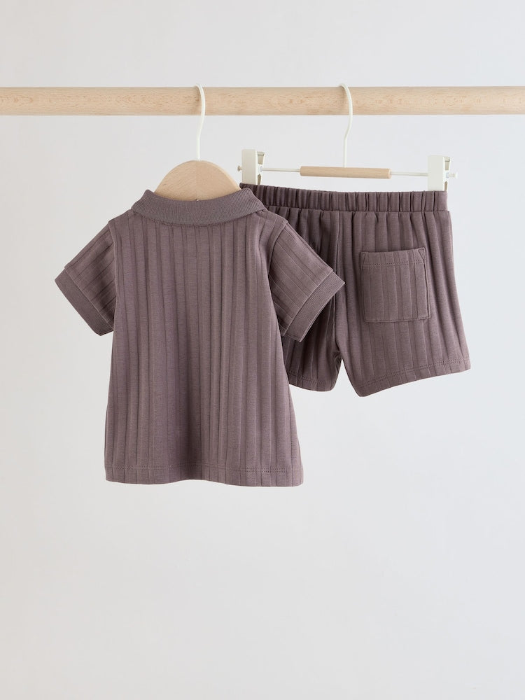 Brown Polo Top and Shorts Baby Set Immediate