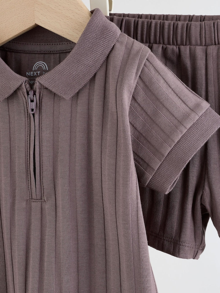 Brown Polo Top and Shorts Baby Set Immediate