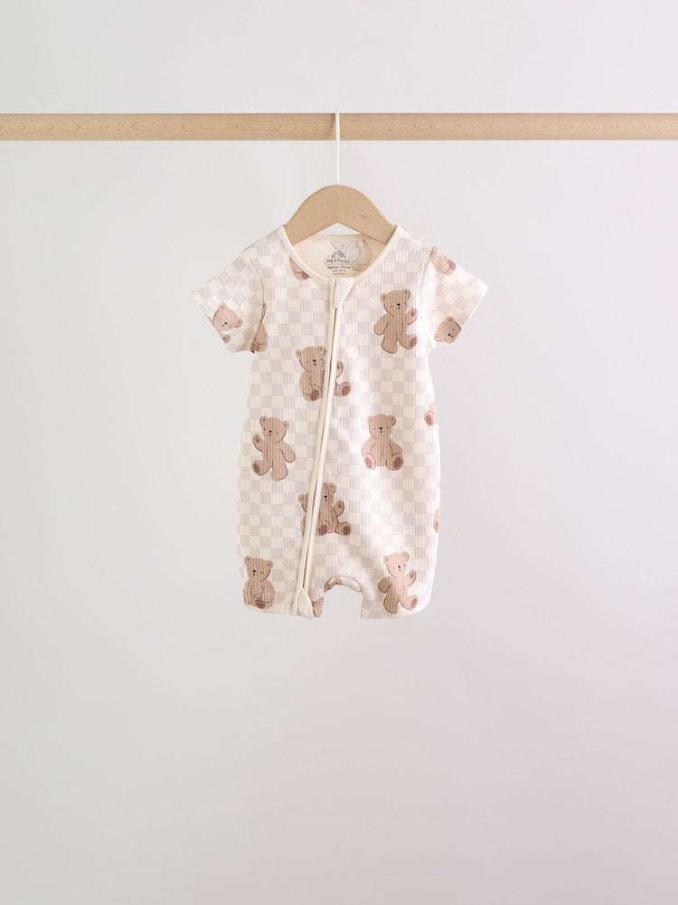 Brown Two Way Zip Baby Rompers 3 Pack Immediate