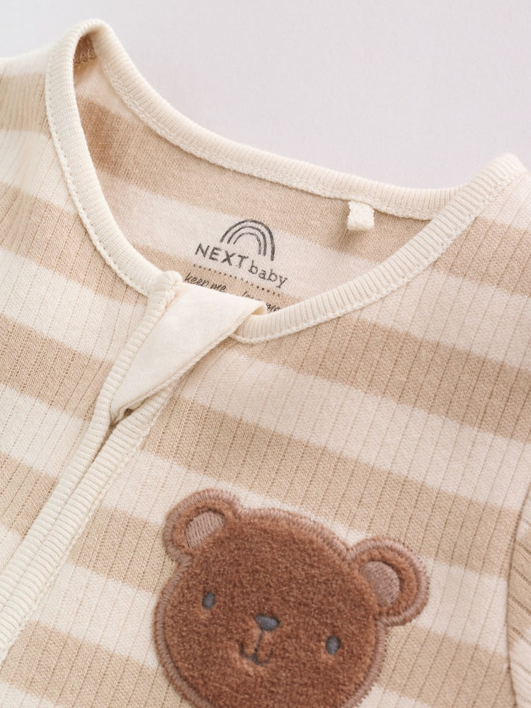 Brown Two Way Zip Baby Rompers 3 Pack Immediate