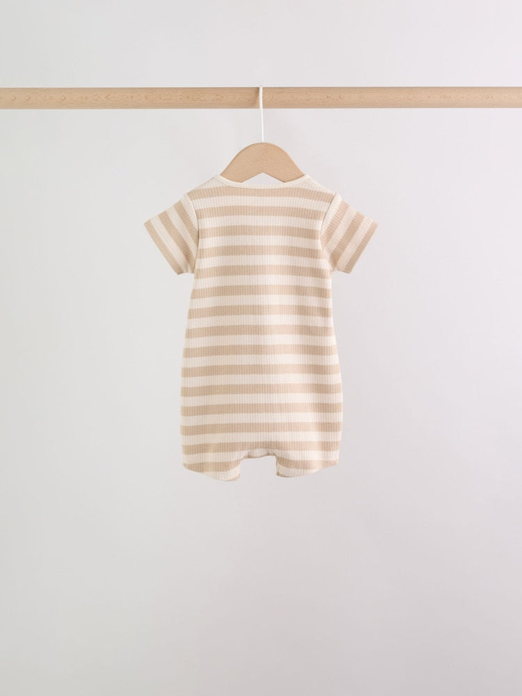 Brown Two Way Zip Baby Rompers 3 Pack Immediate